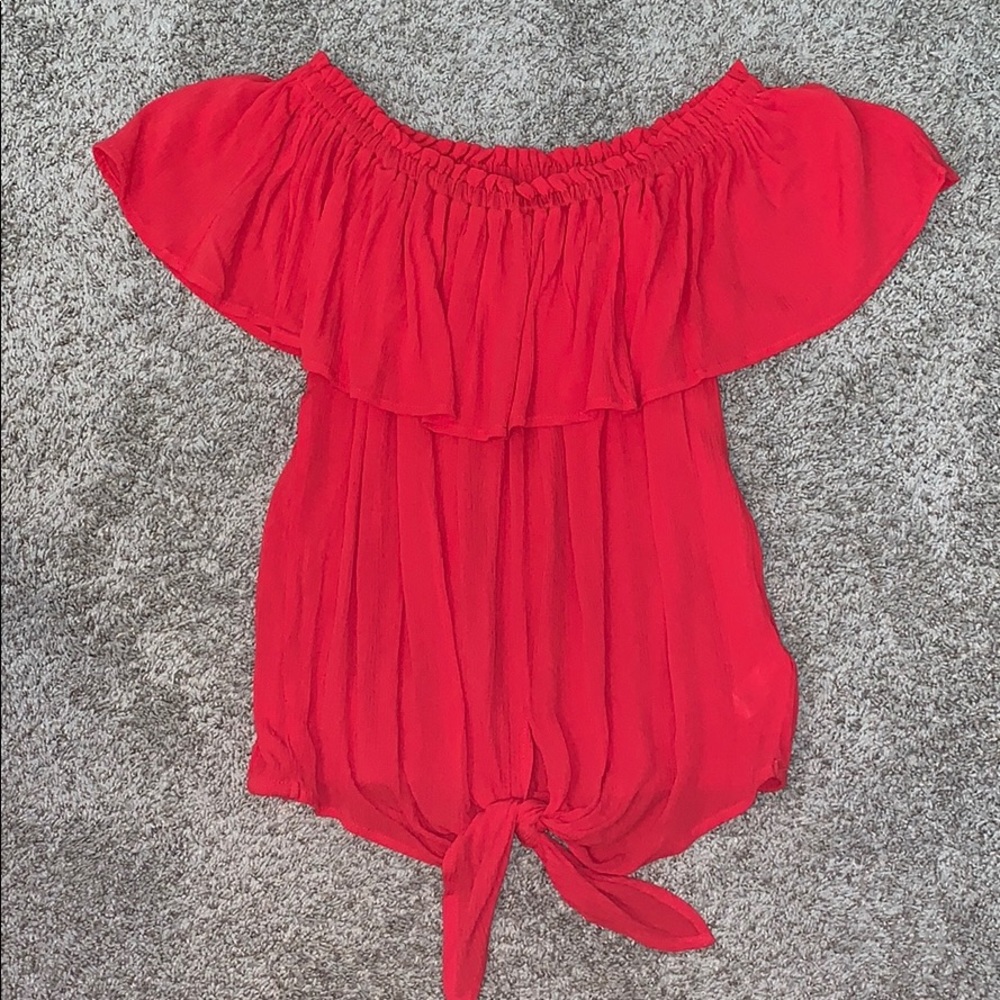 NWOT Off the Shoulder Red Top with Bottom Tie